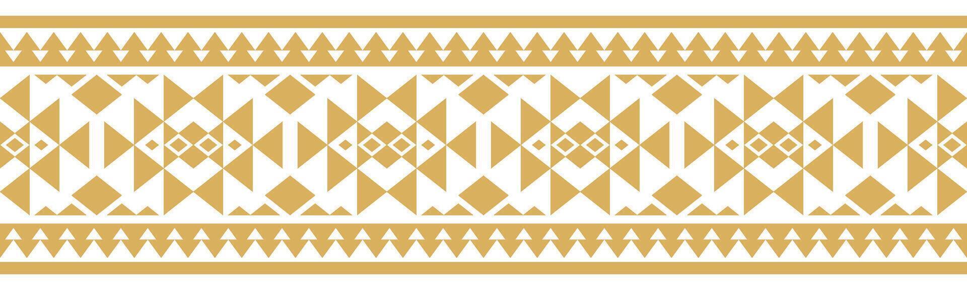 Aztec tribal textile with ethnic motif and seamless border. vector