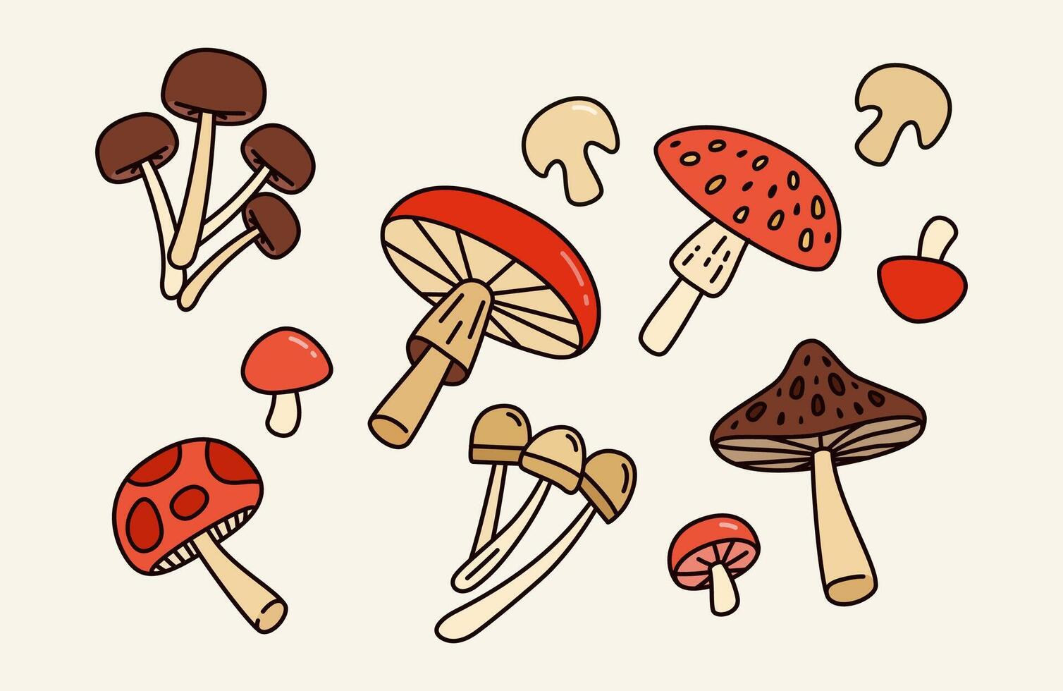 illustration of Fresh Mushrooms for Savory Asian and Japanese Dishes That Everyone Loves. Can Be Used as Background, Banner, Print, Textile, Fashion, and Food Packaging Design vector