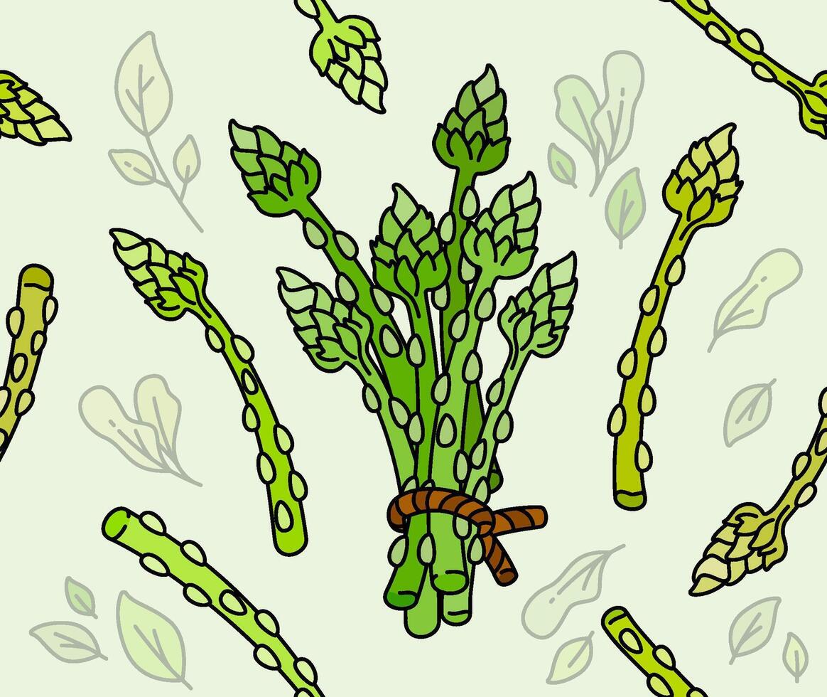 Seamless Illustration of Fresh Green Asparagus for Delicious and Nutritious Italian Dishes. Can Be Used as Background, Banner, Print, Textile, Fashion, and Food Packaging Design vector