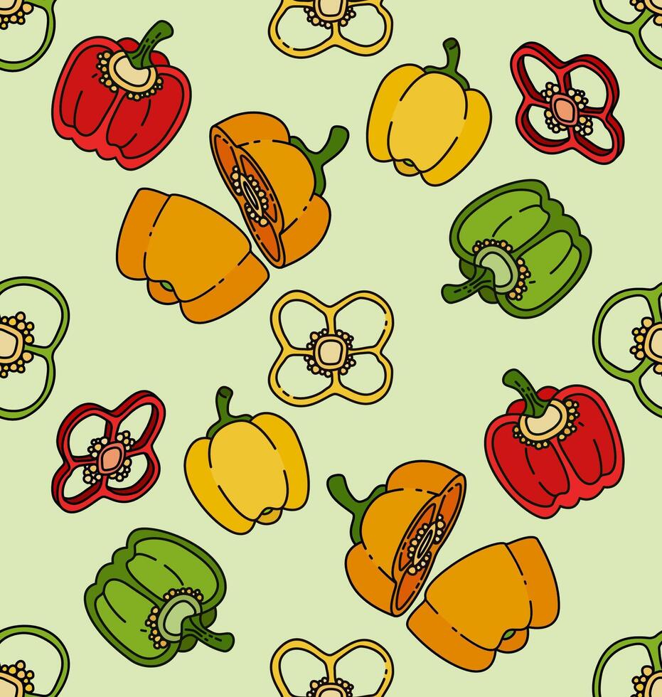 Seamless Illustration of Bell pepper slices for healthy flavors and delicious. Can Be Used as Background, Banner, Print, Textile, Fashion, and Food Packaging Design vector