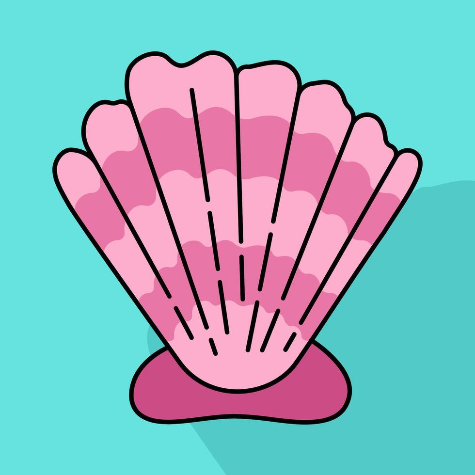 Hand drawn beach and summer illustration featuring seashell and Mollusks doodles. Can be used for children's books, posters, brochures, coloring books, education and learning vector