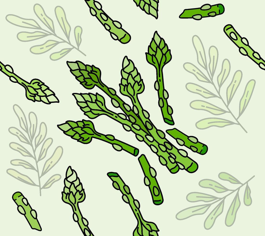 Seamless Illustration of Green Asparagus for Nutritious Vegetable Dishes, Fresh and Delicious. Can Be Used as Background, Banner, Print, Textile, Fashion, and Food Packaging Design vector