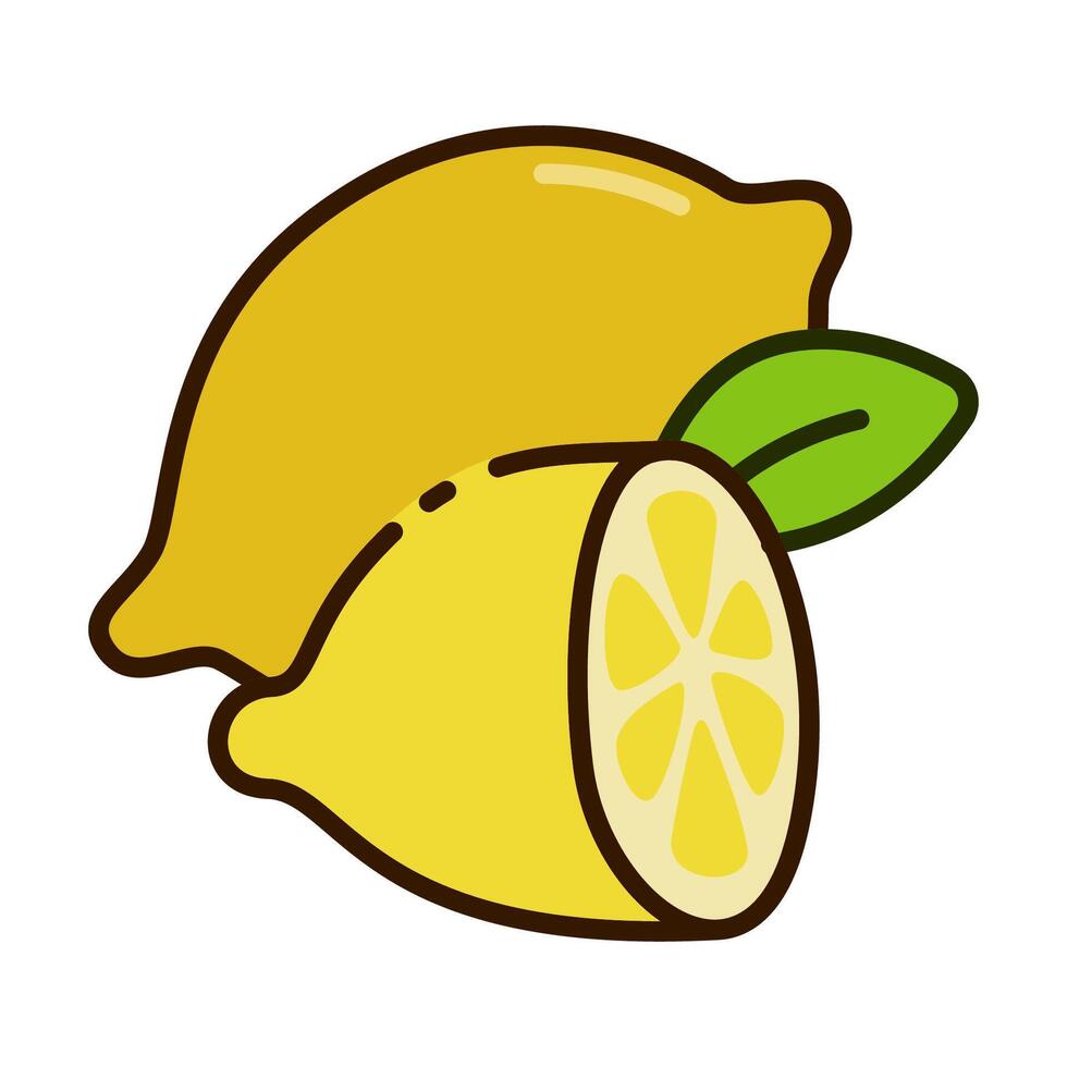 Color icon of zesty lemon fruit in simple and modern flat design style. for mobile apps, UI, web design, print, logo, infographic, and ads vector