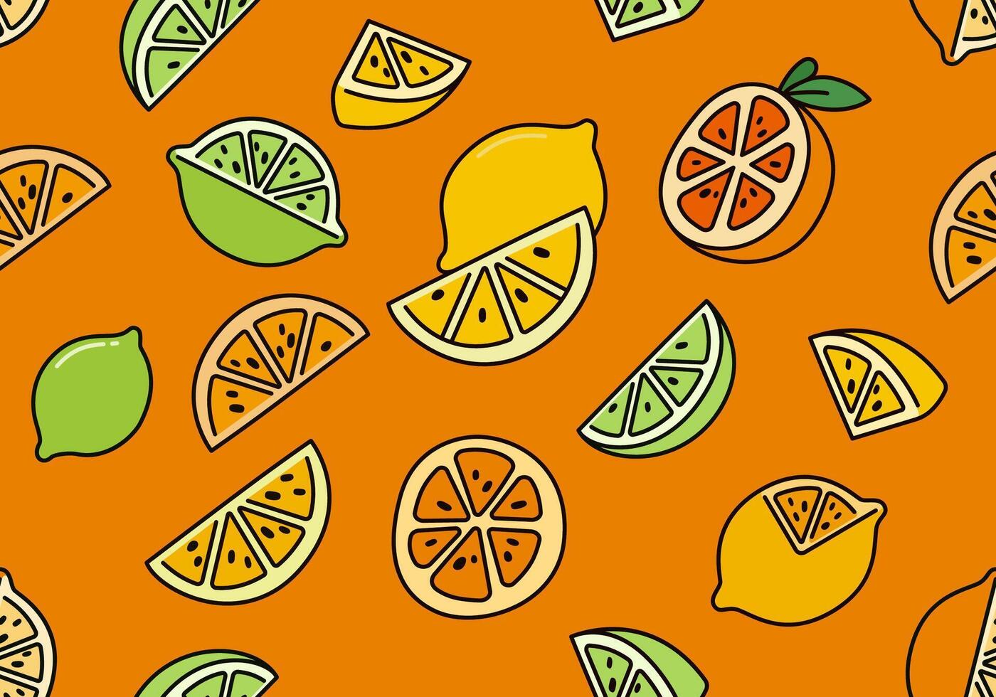 Seamless Illustration of Lemon and Lime Slices for Making Refreshing Lemonade Drinks in Summer. Can Be Used as Background, Banner, Print, Textile, Fashion, and Food Packaging Design vector