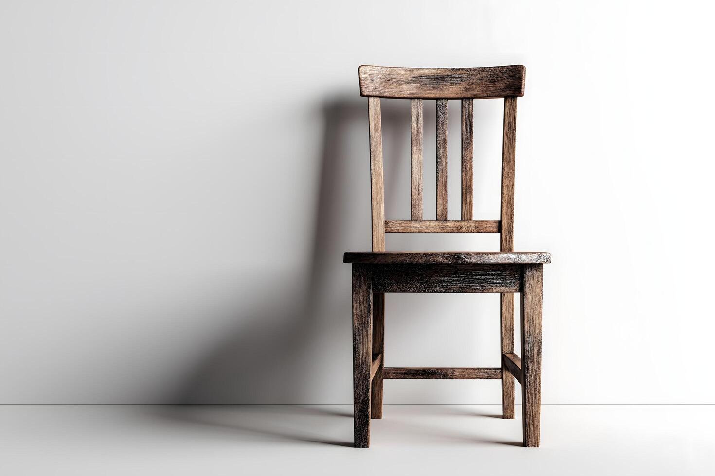 Isolated Image of Wooden Chair on Plain White Background photo