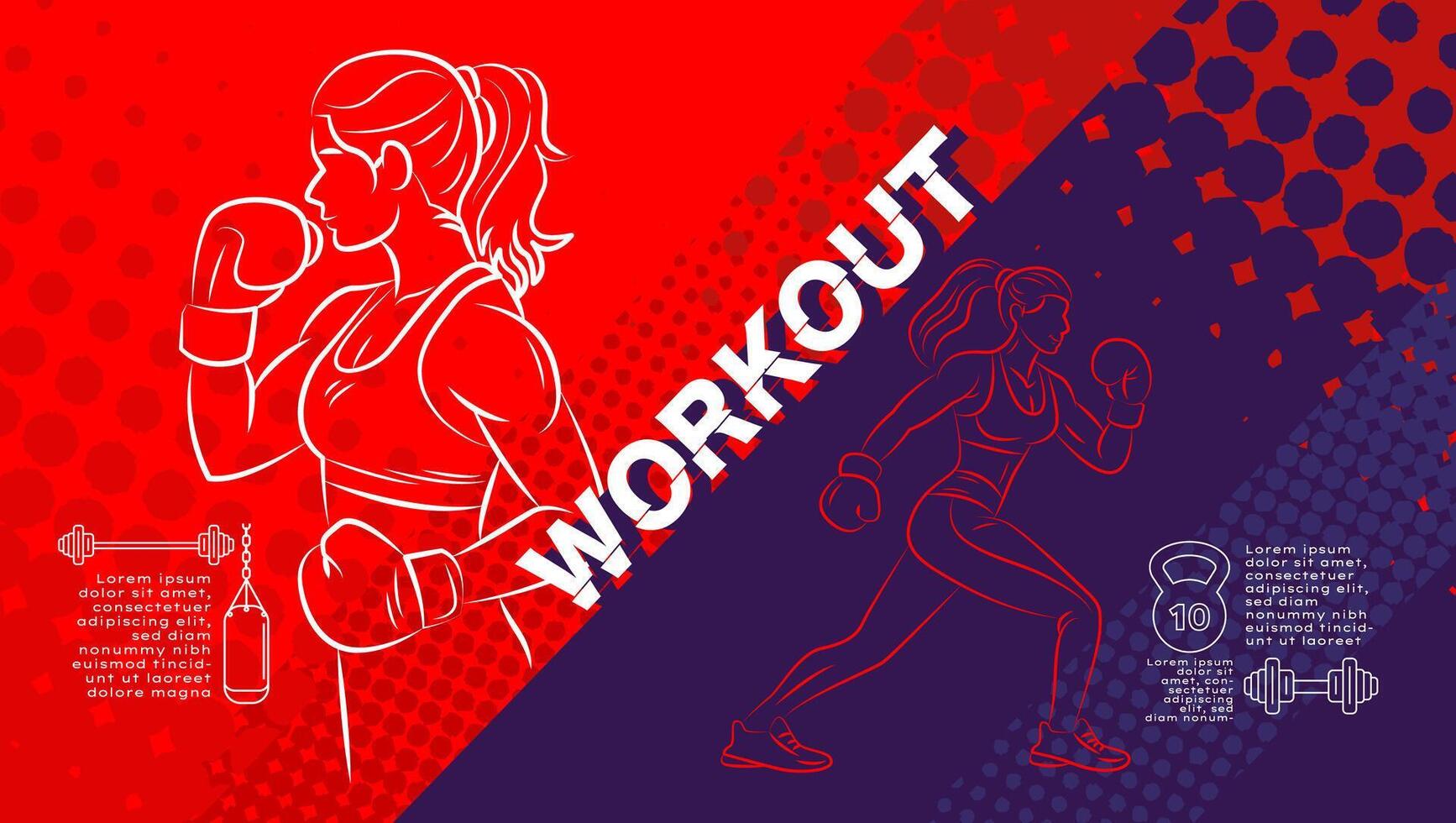 Textured stroke-style illustration of diverse people working out. Features bold line art with vibrant colors and hand-drawn textures. vector