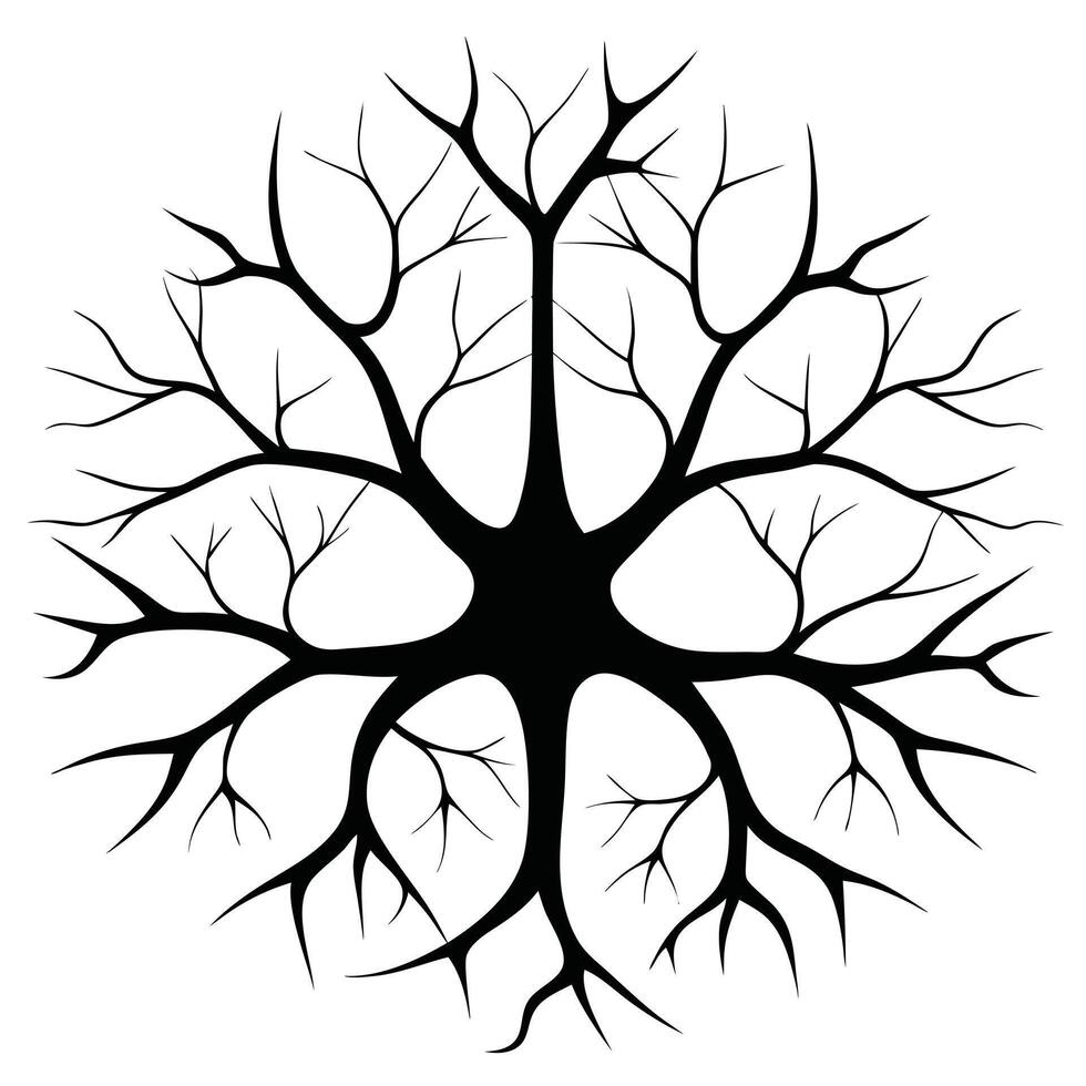 Abstract Tree Branch Silhouette Black White vector