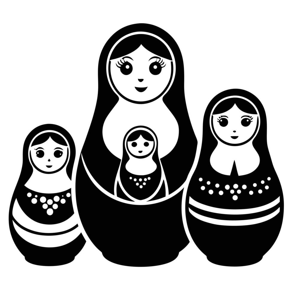 Black And White Matryoshka Dolls Icon vector