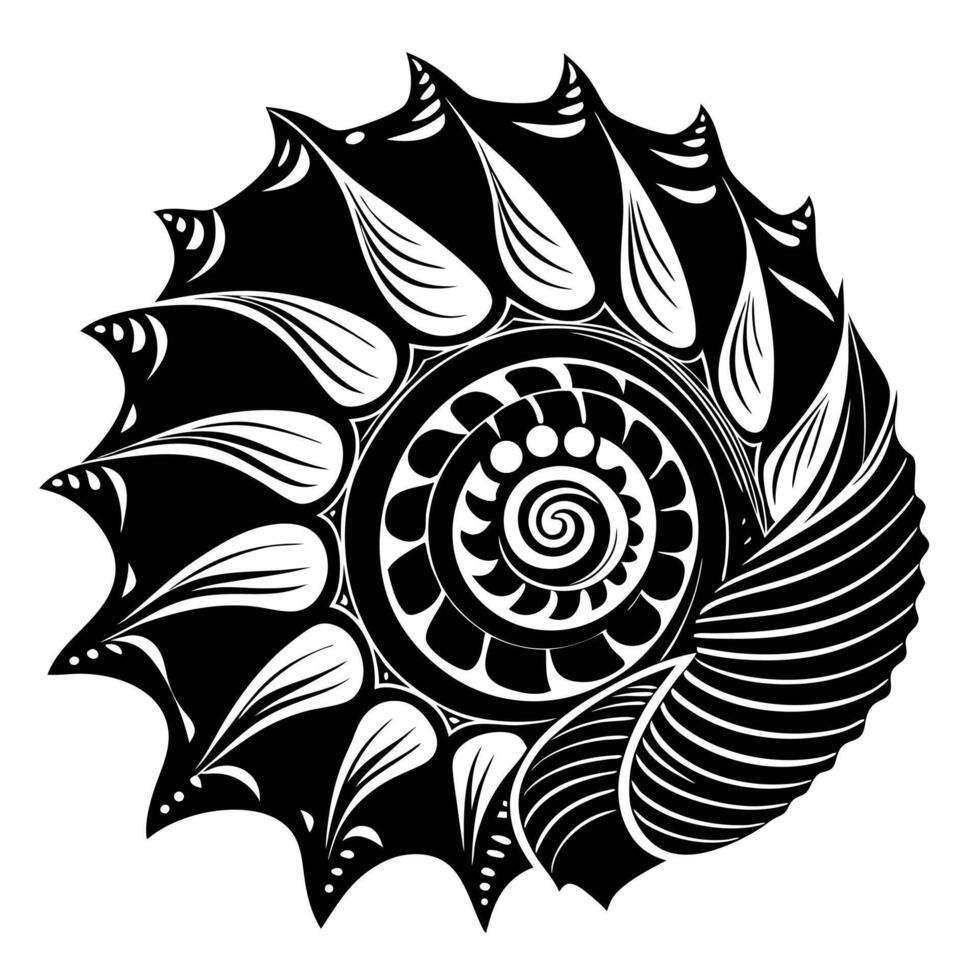 Black And White Tribal Spiral Pattern vector