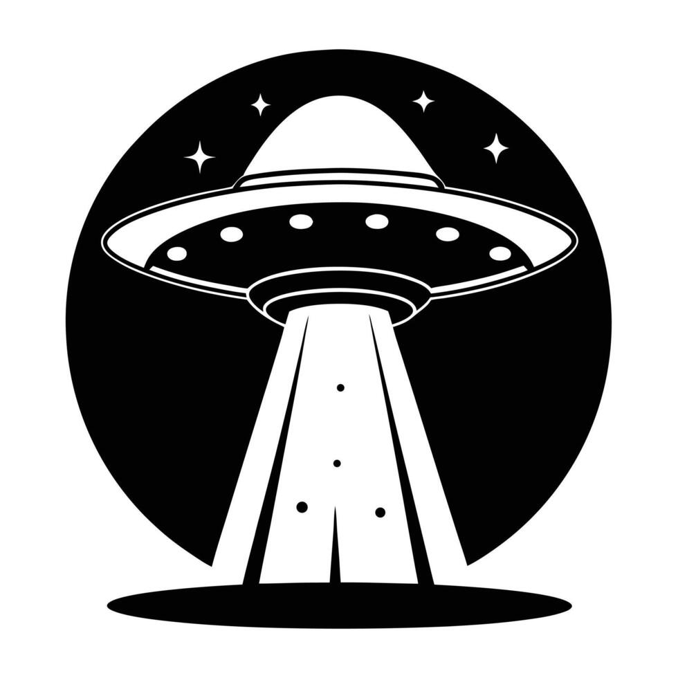 Black And White Ufo Illustration Design vector