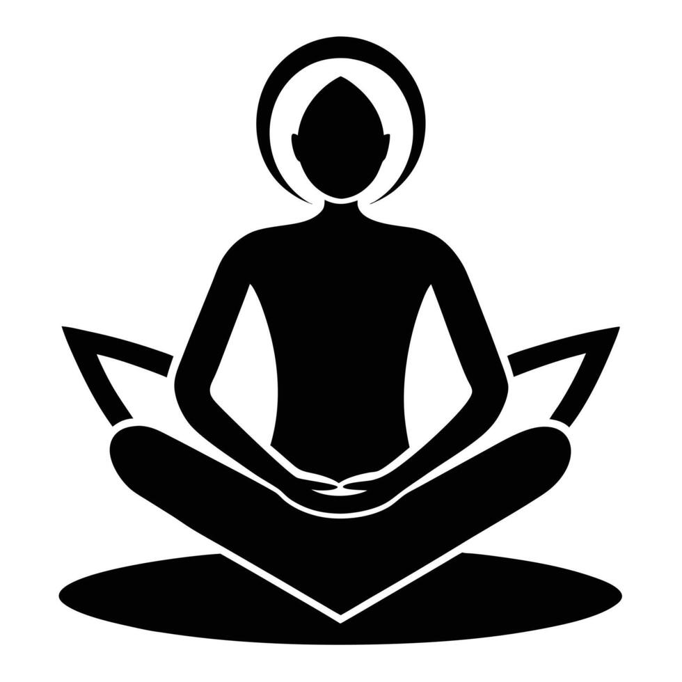 Meditating Person In Lotus Pose Icon vector