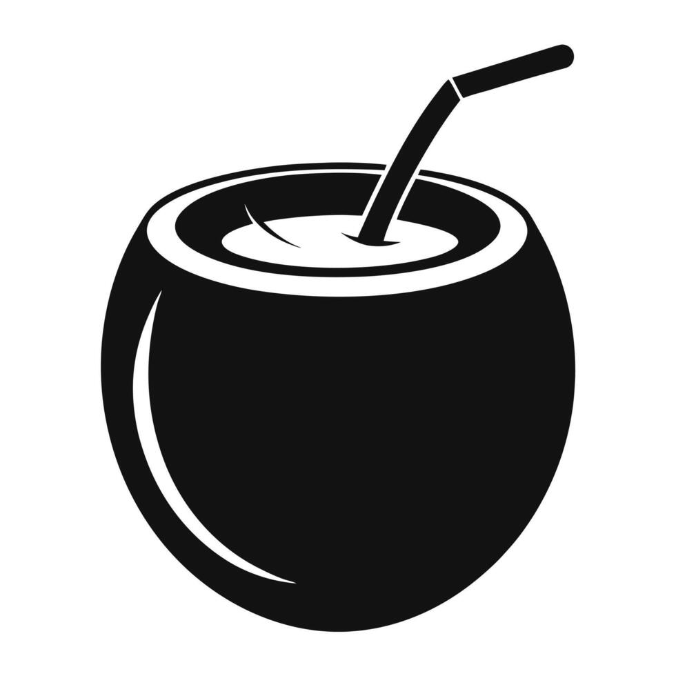 Coconut Drink With Straw Silhouette vector