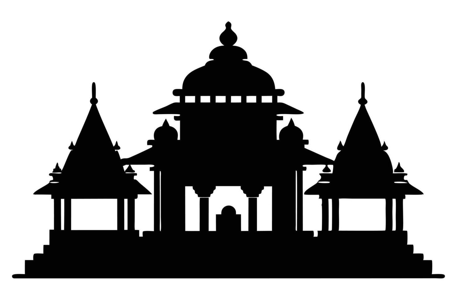 Traditional Temple Silhouette On White Background vector