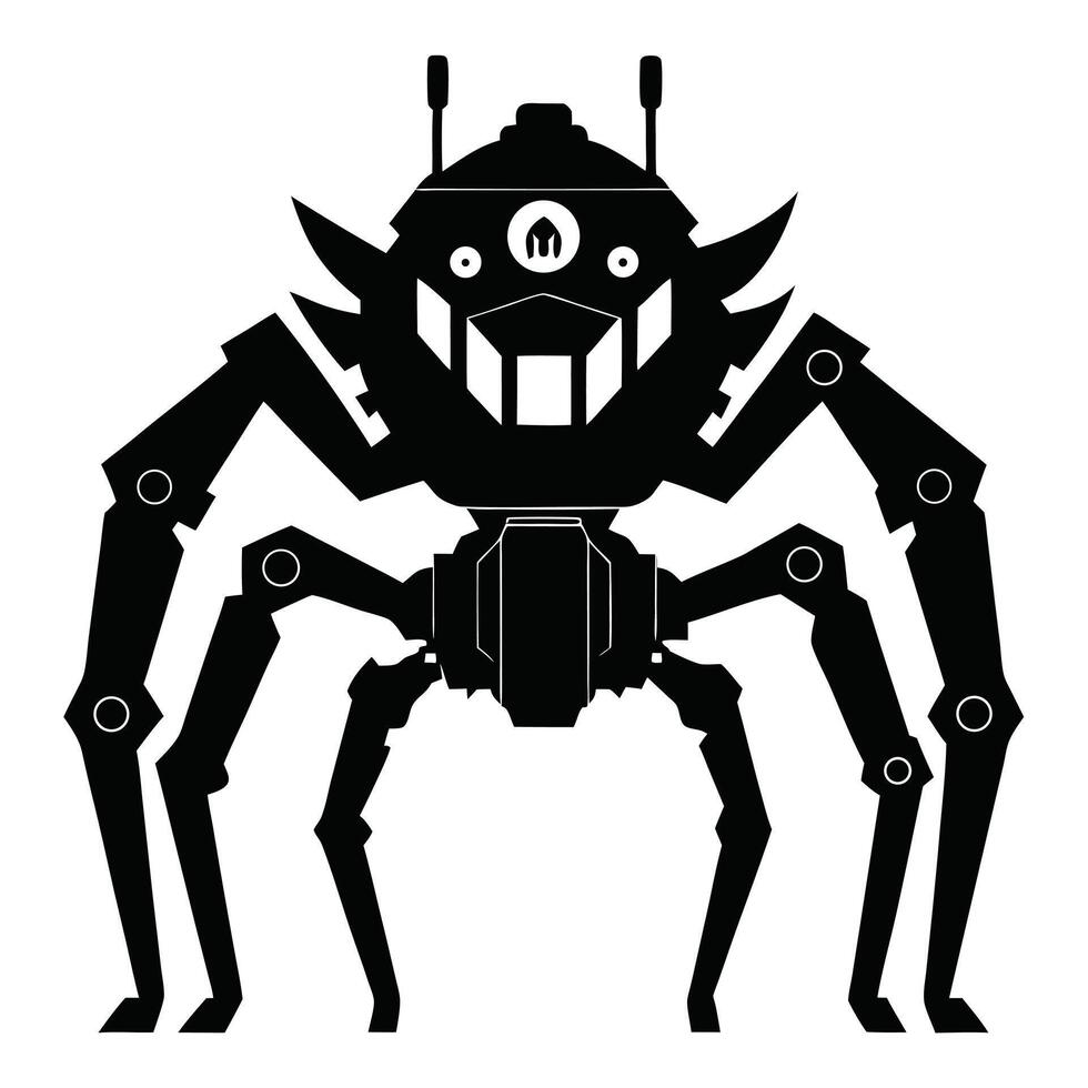 Black Robotic Spider Illustration Design vector