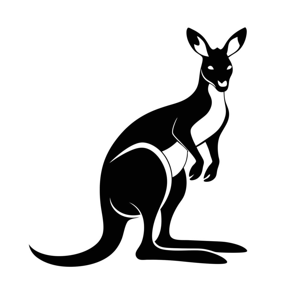 Kangaroo Illustration In Black And White vector