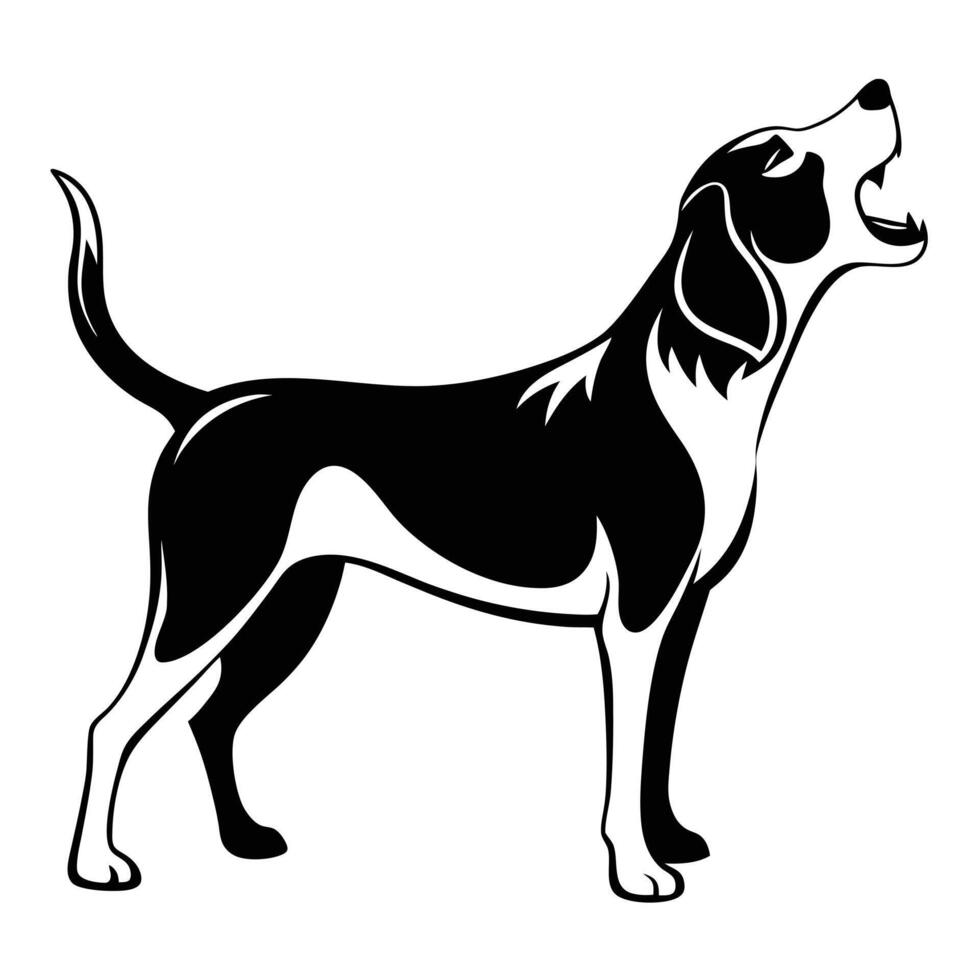 Howling Dog Silhouette Black And White vector