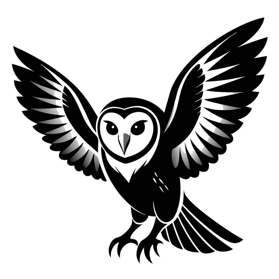 Stylized Owl In Flight Graphic vector