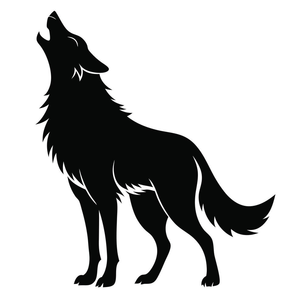 Black Silhouette Of Howling Wolf vector
