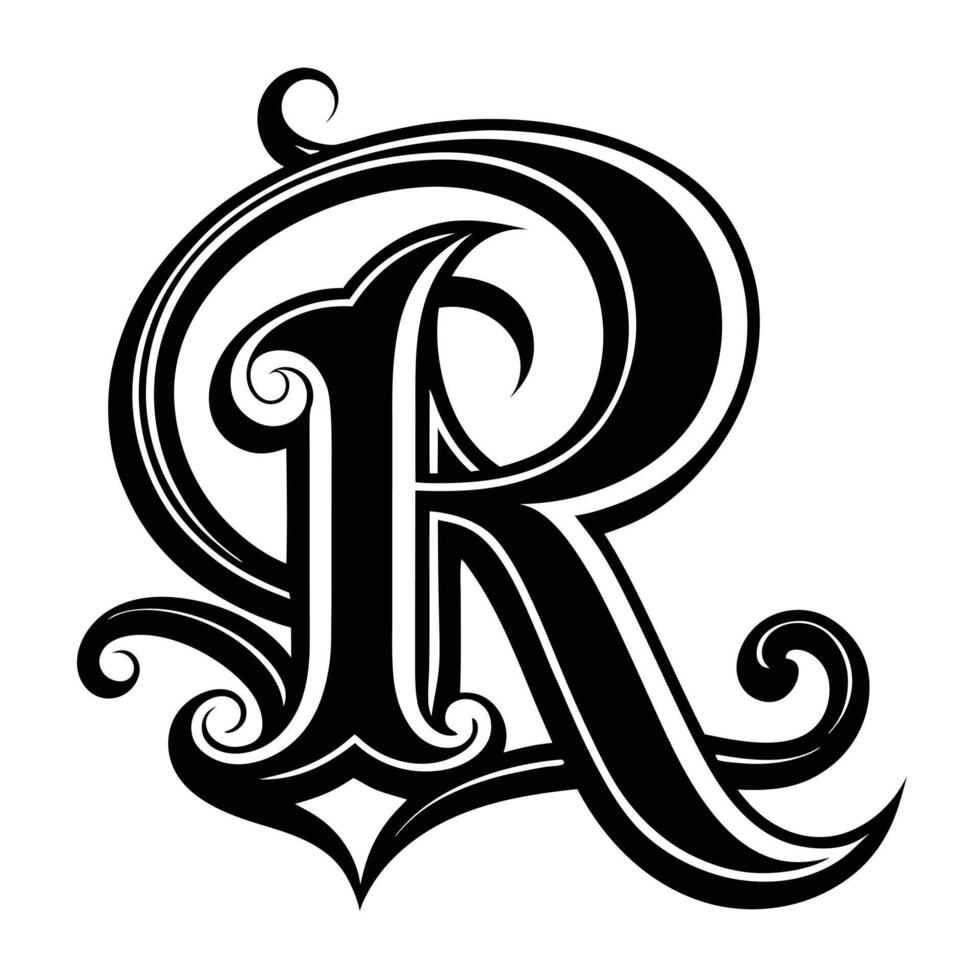 Ornate Letter R Illustration vector