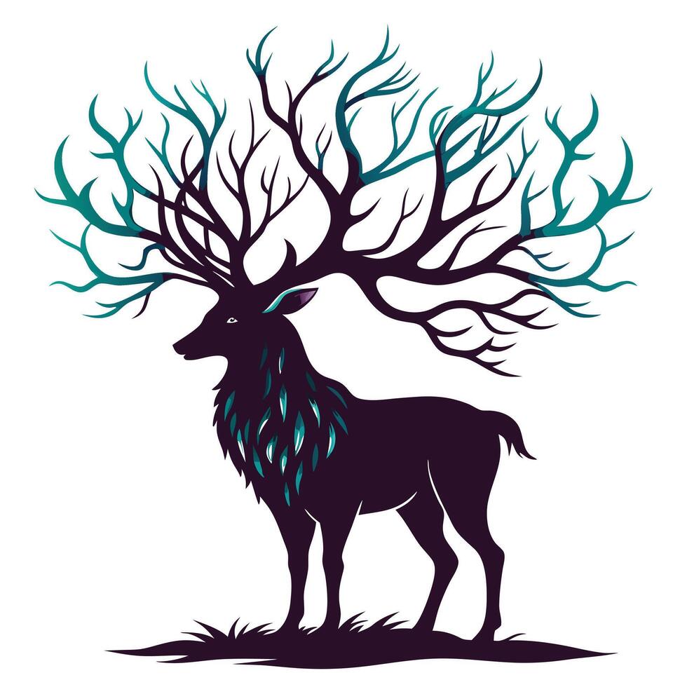 Deer With Tree Antlers Illustration vector