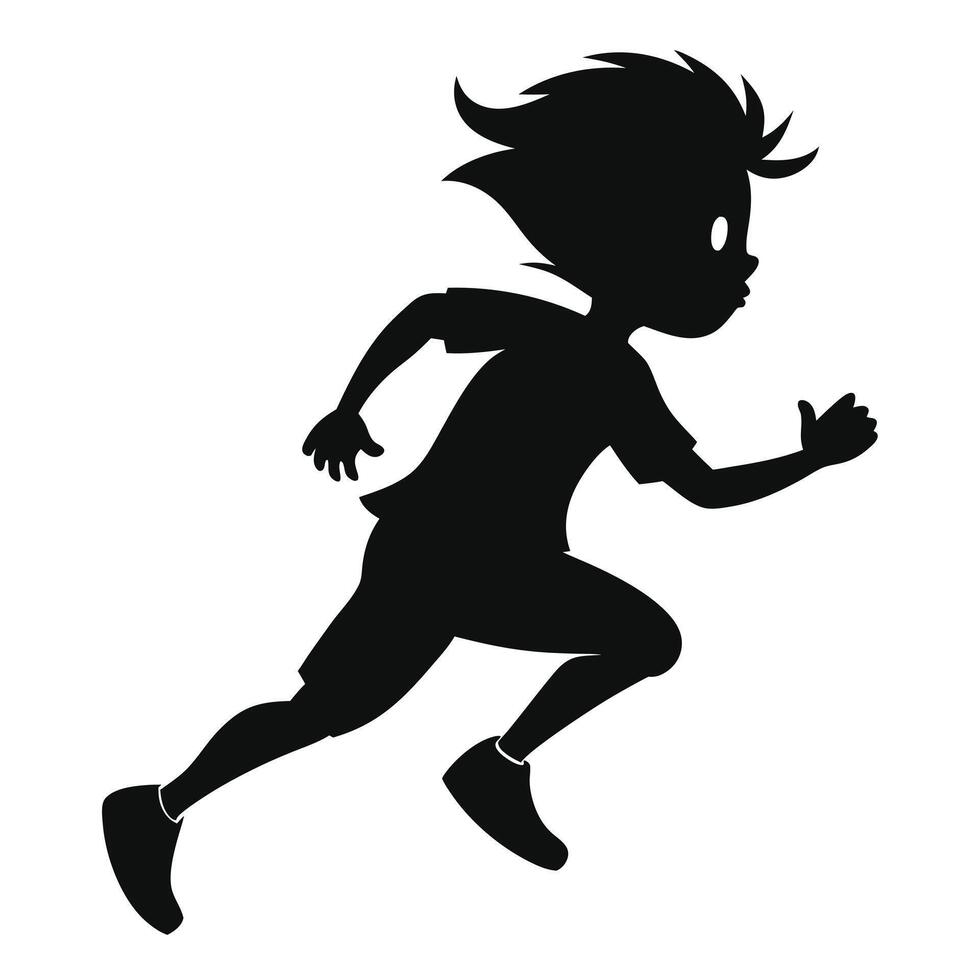 Boy Running Silhouette On White Background vector