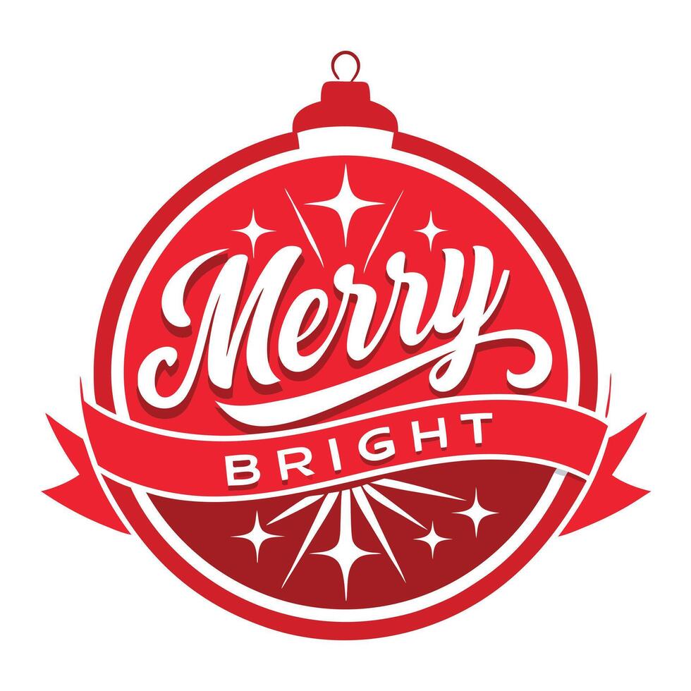 Merry And Bright Christmas Ornament Illustration vector