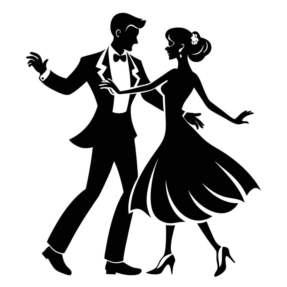 Elegant Couple Dancing Silhouette Illustration vector