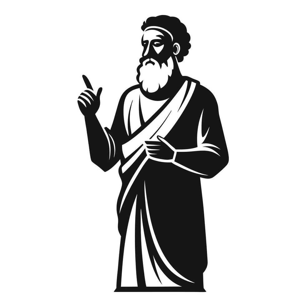 Wise Man Gesturing Black Silhouette vector