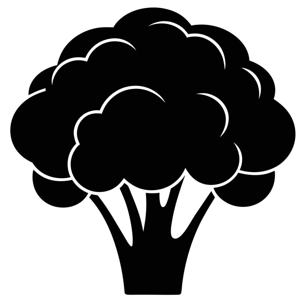 Black And White Broccoli Graphic vector