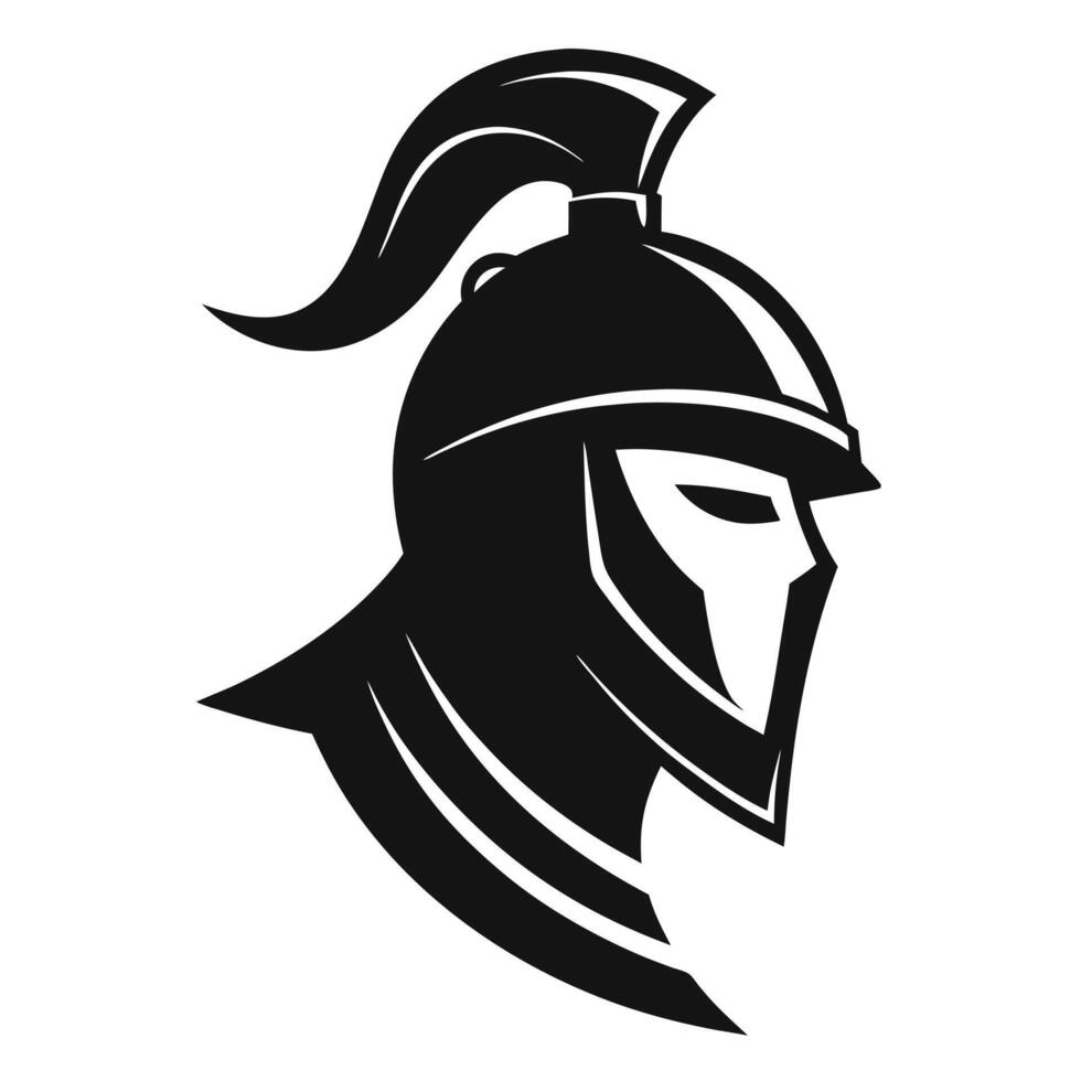 Spartan Warrior Helmet Black Silhouette vector