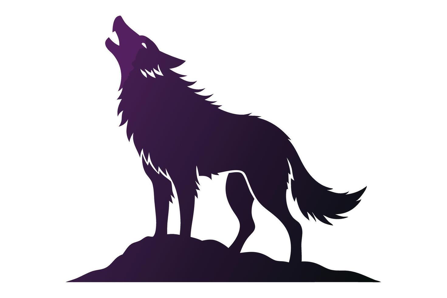Howling Wolf Silhouette On Hill Design vector