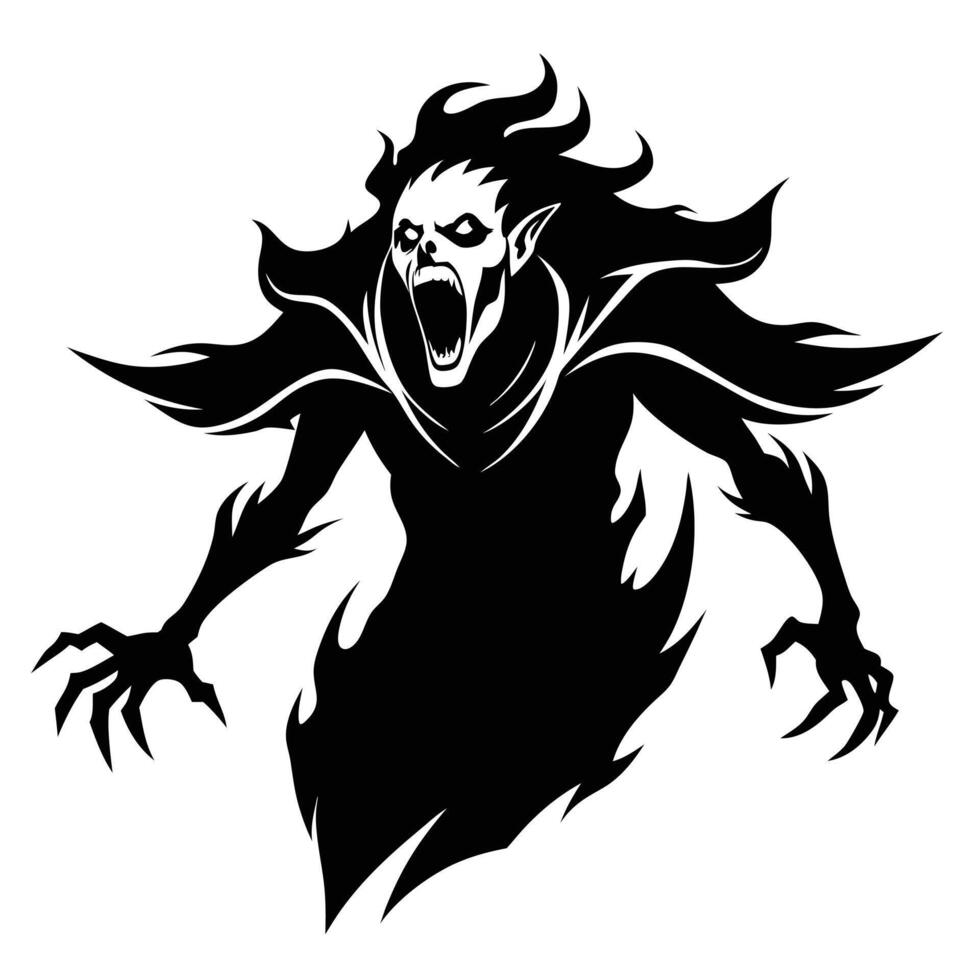 Screaming Black Vampire Ghost Illustration vector