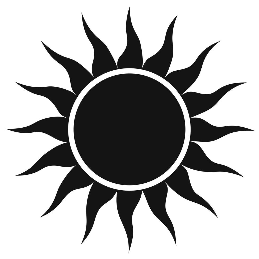 Black Sun With Rays Illustration vector