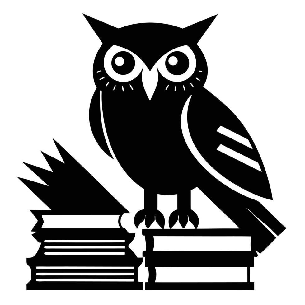 Owl Perched Atop Stacked Books vector