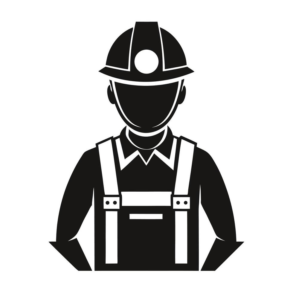 Black And White Construction Worker Icon vector