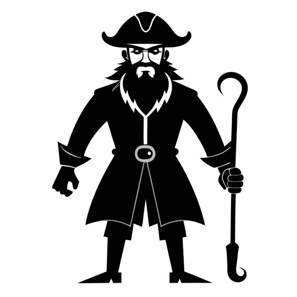 Pirate Captain With Hook Silhouette vector