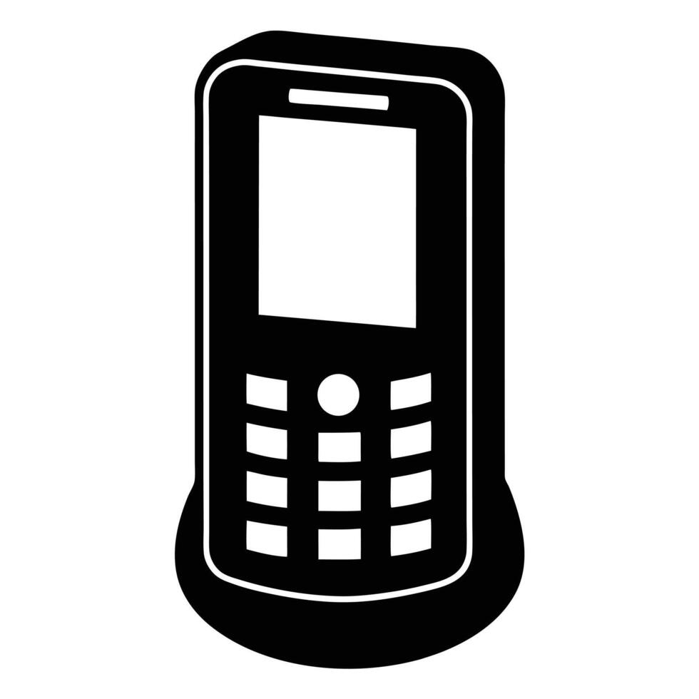 Feature Phone Black And White Illustration vector