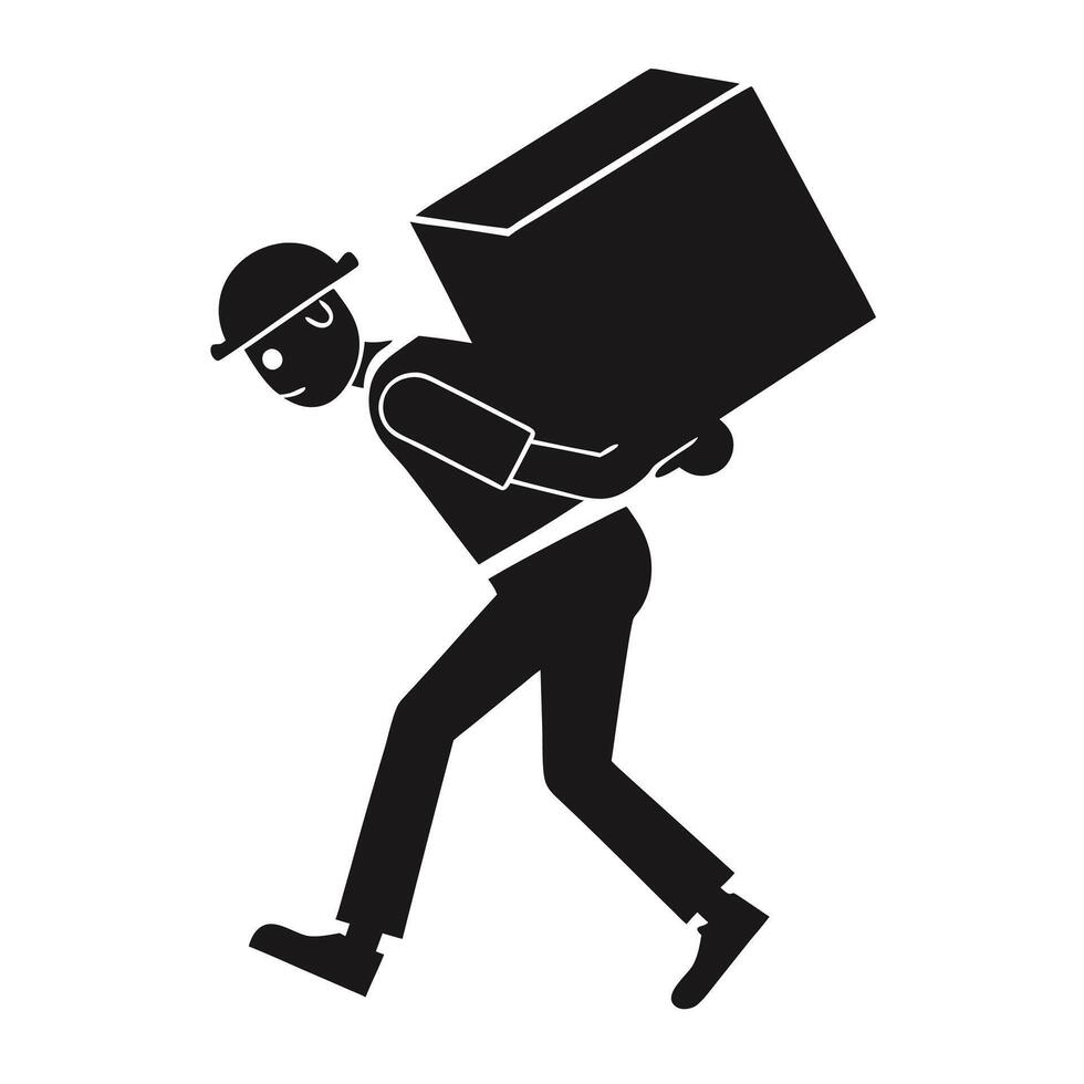 Man Carrying Box Silhouette Delivery Concept vector