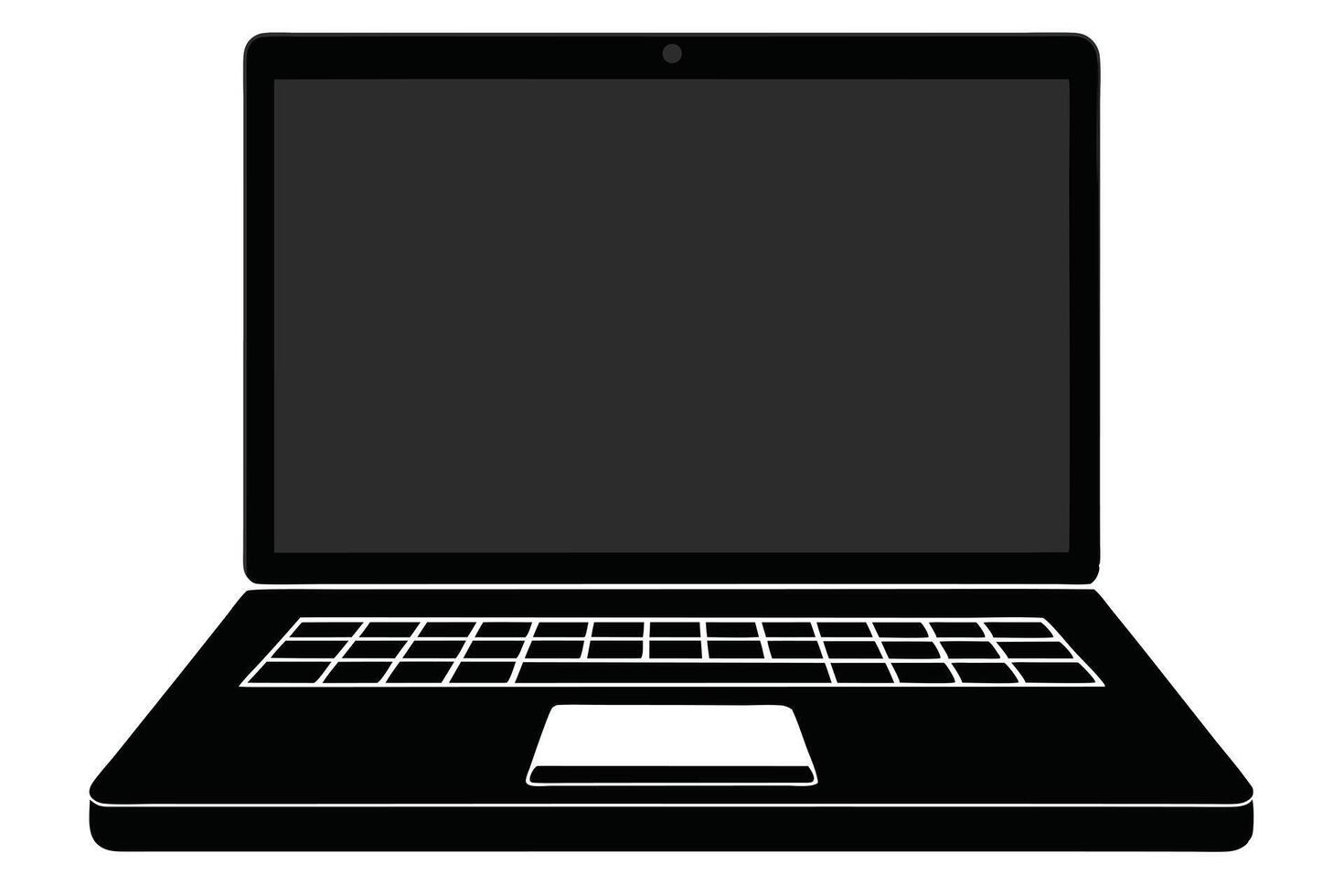 Black Silhouette Of An Open Laptop vector
