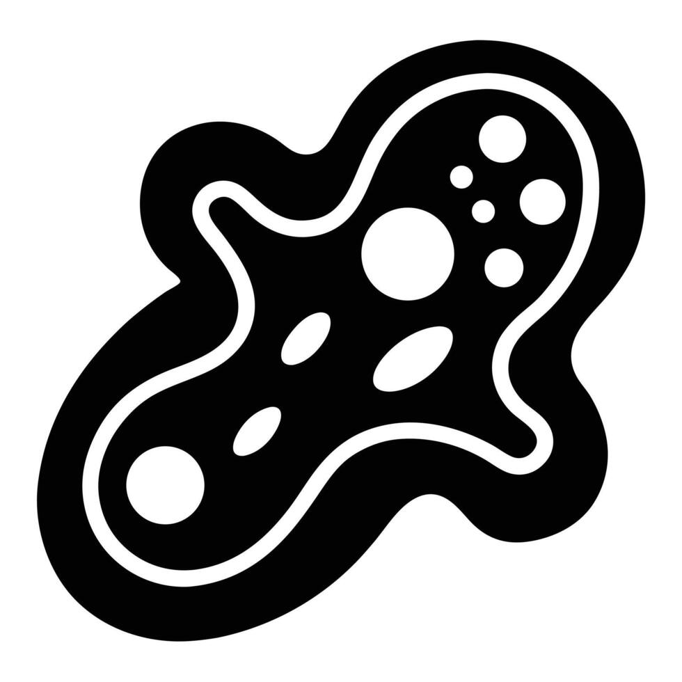 Amoeba Single Celled Organism Black Silhouette vector