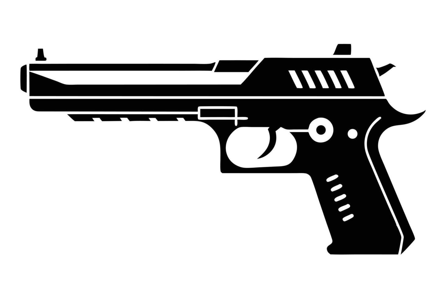 Black Pistol Weapon Isolated On White vector