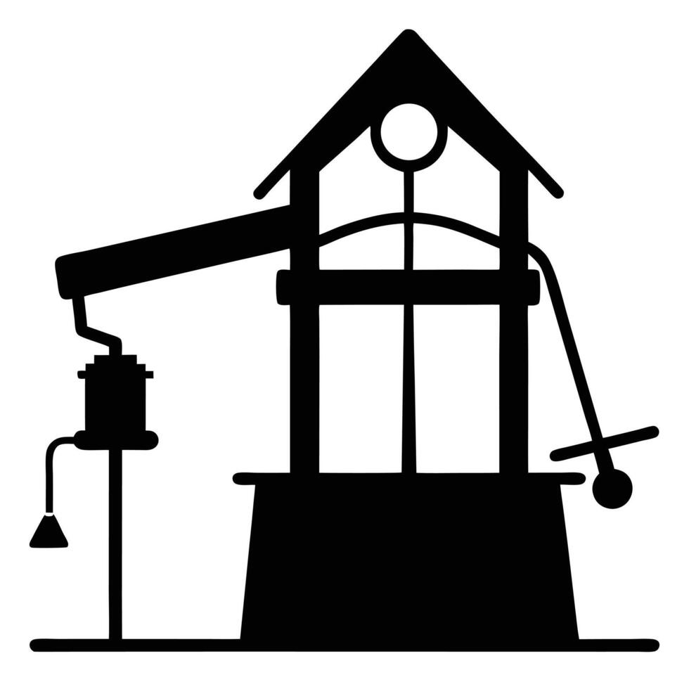 Old Water Well Silhouette Icon vector