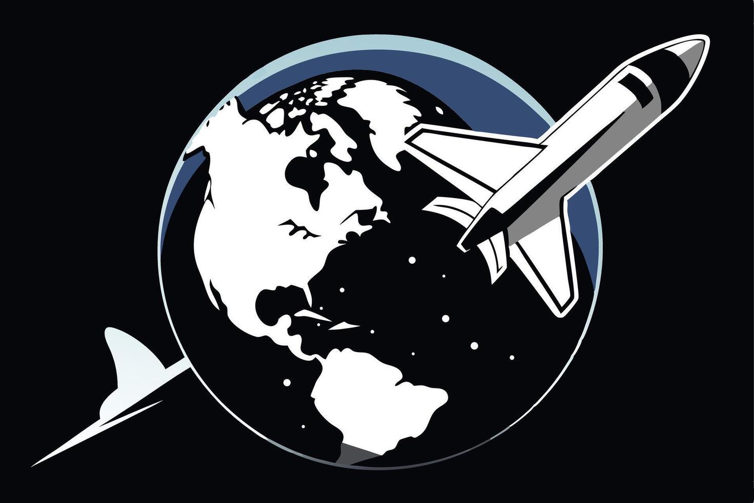 Space Shuttle With Earth Silhouette vector