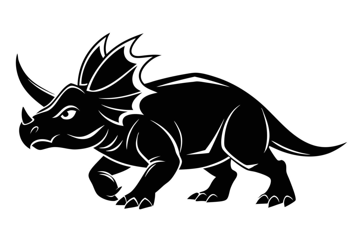 Triceratops Dinosaur Black And White vector