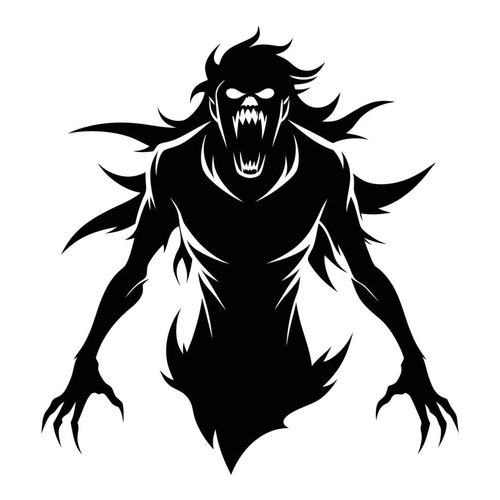 Silhouette Of Scary Monster vector