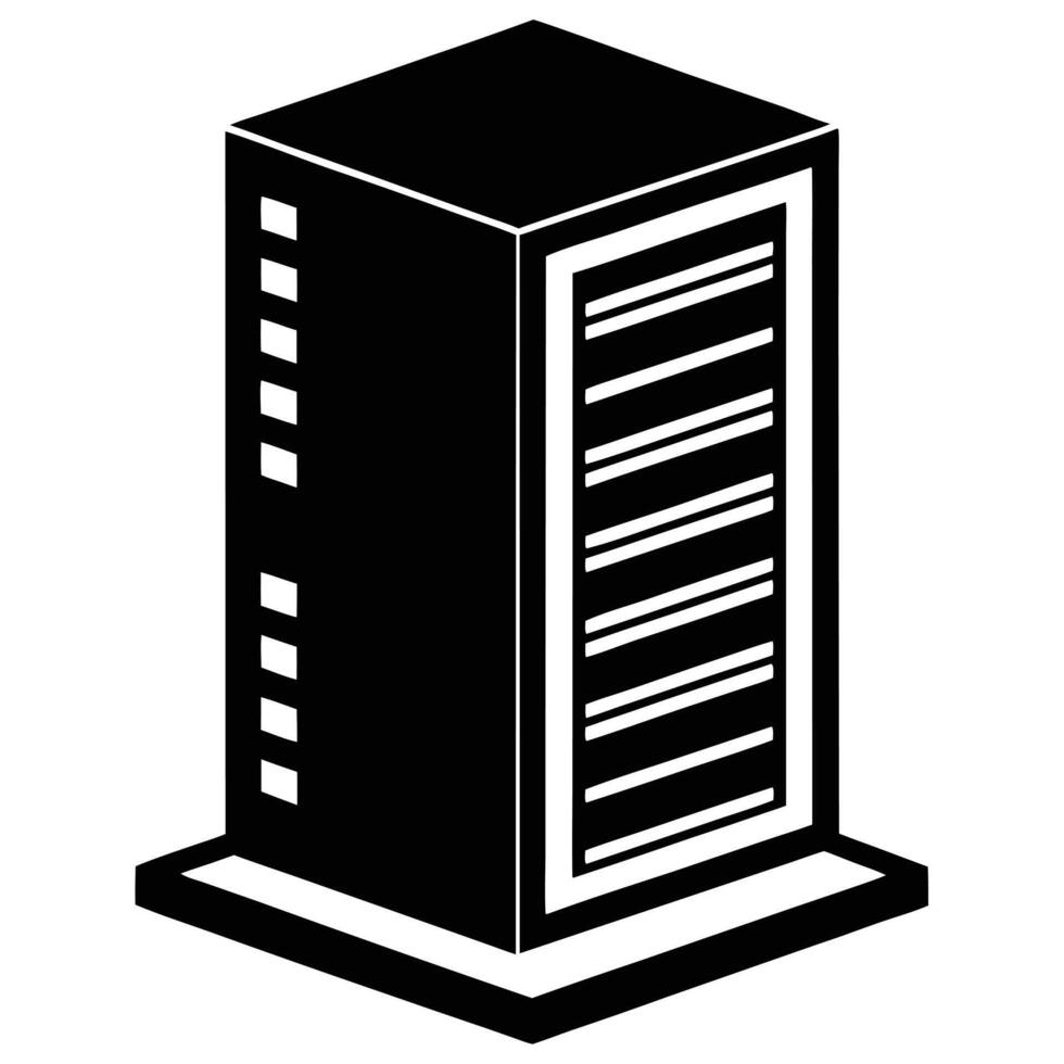 Isometric Server Rack Black And White vector