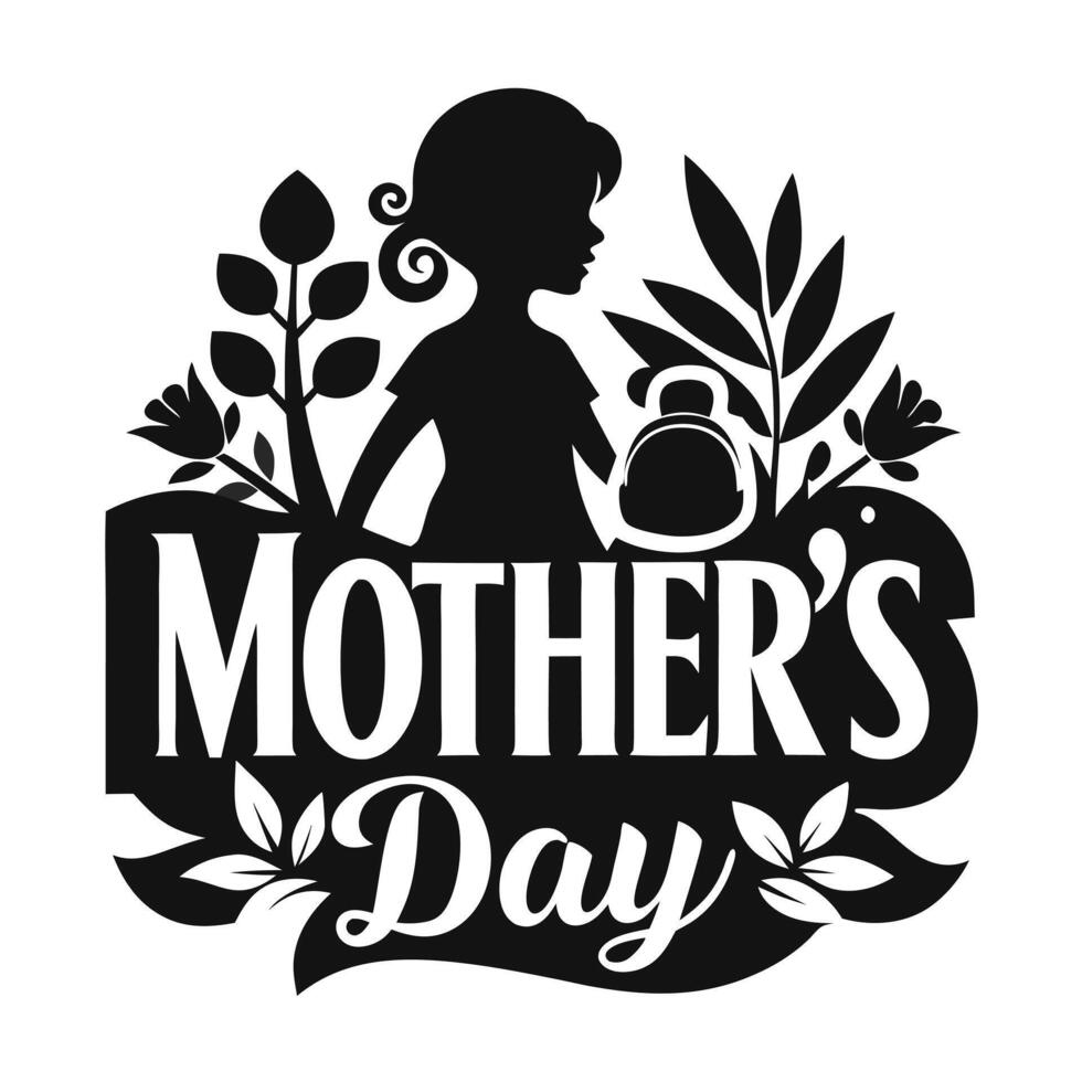 Mothers Day Silhouette With Floral Design vector