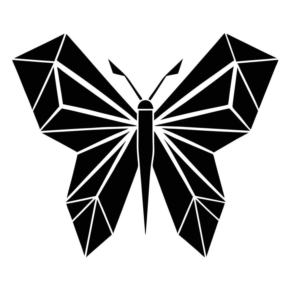 Geometric Butterfly Black And White Illustration vector