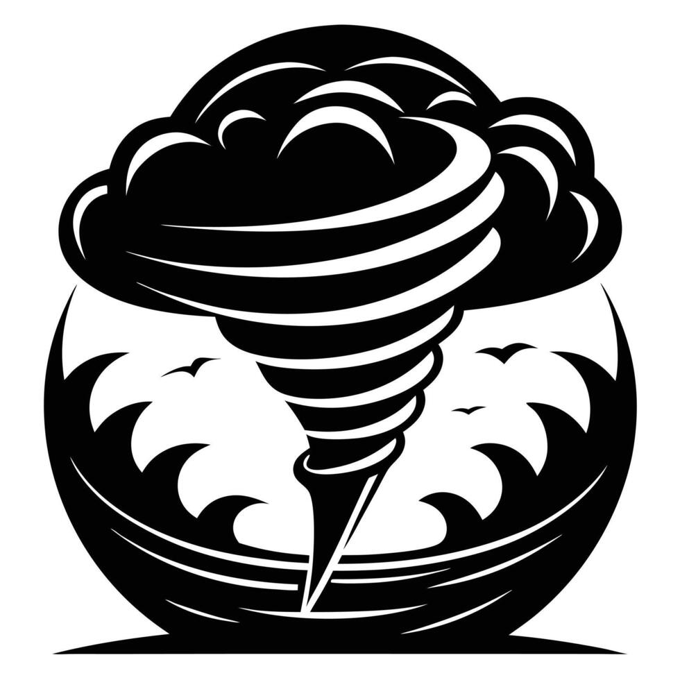 Tornado Over The Sea Black Icon vector