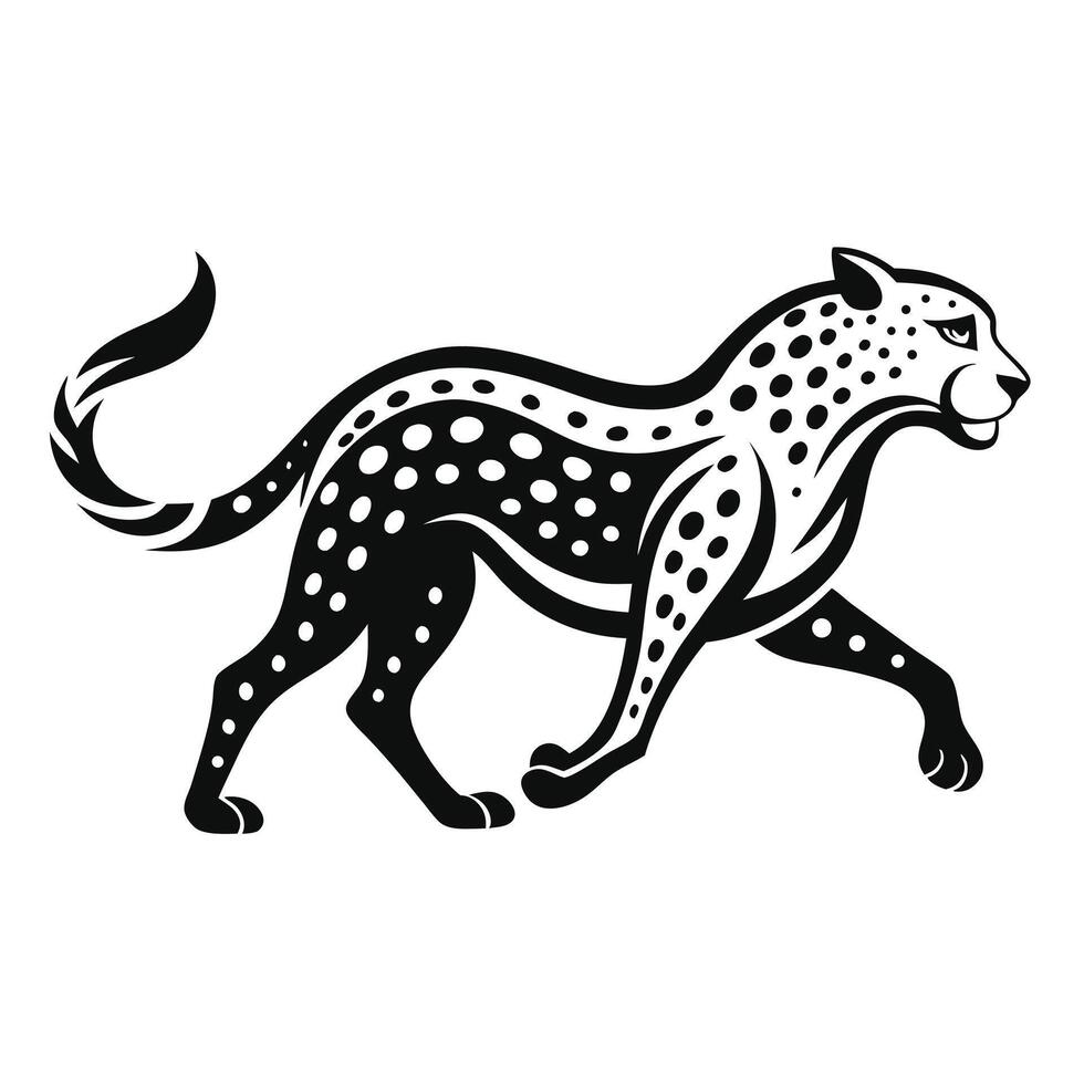 Silhouette Of A Walking Cheetah Illustration vector